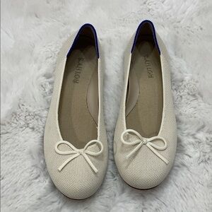 Rothy's Cream and Blue Ballet Flats